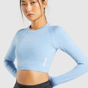 ADAPT MARL SEAMLESS LONG SLEEVE CROP TOP